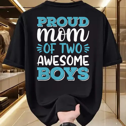 Gift for Mom Shirt, Funny Mom Unisex T-Shirt/Hoodie/Sweatshirt HLT00 - Boy Mom Shirt For Women, Proud Mom Of 2 Awesome Boys T-Shirt