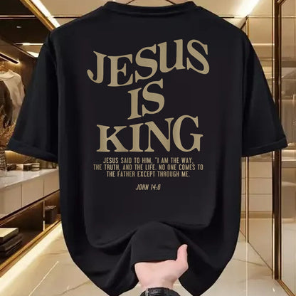 Christian Tee, Christian Faith Unisex T-Shirt/Hoodie/Sweatshirt HLT00 - Jesus Is King Jesus John 146 Costume Christian (On Back) T-Shirt (1)