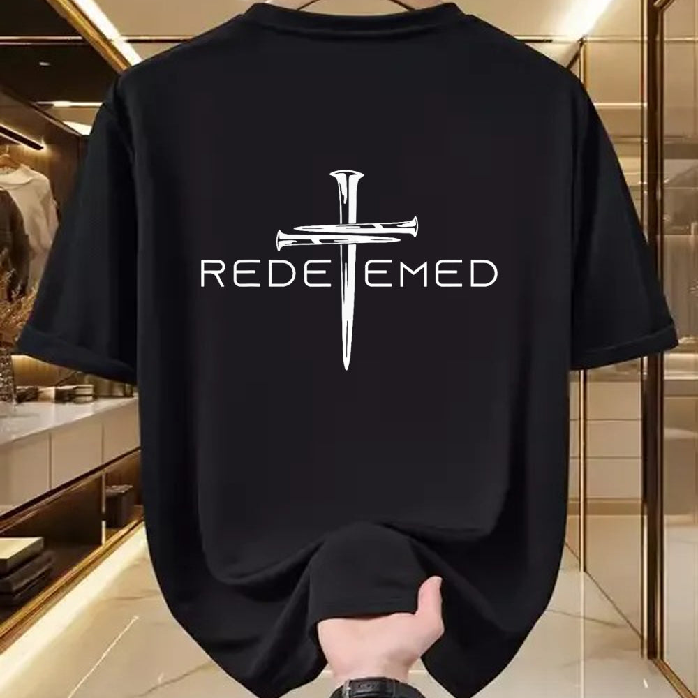 Christian Tee, Christian Faith Unisex T-Shirt/Hoodie/Sweatshirt HLT00 - Redeemed Cross Nails Faith in God Jesus Christ Christian Men T-Shirt