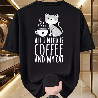 Cat Love Shirt, Funny Cat Lover Gift UnisexT-Shirt/Hoodie/Sweatshirt HLT00 - All I Need is Coffee and My Cat, Coffee Men and Women T-Shirt