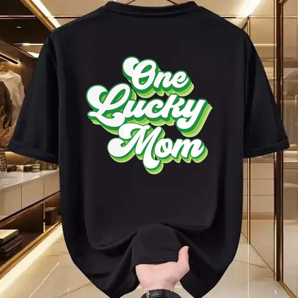 Gift for Mom Shirt, Funny Mom Unisex T-Shirt/Hoodie/Sweatshirt HLT00 - One Lucky Mom Retro Vintage St Patricks Day T-Shirt