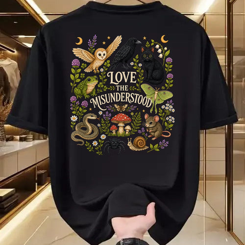Cat Love Shirt, Funny Cat Lover Gift UnisexT-Shirt/Hoodie/Sweatshirt HLT00 - Love The Misunderstood Bat Raven Cat Snake Spider Moth Frog T-Shirt (1)