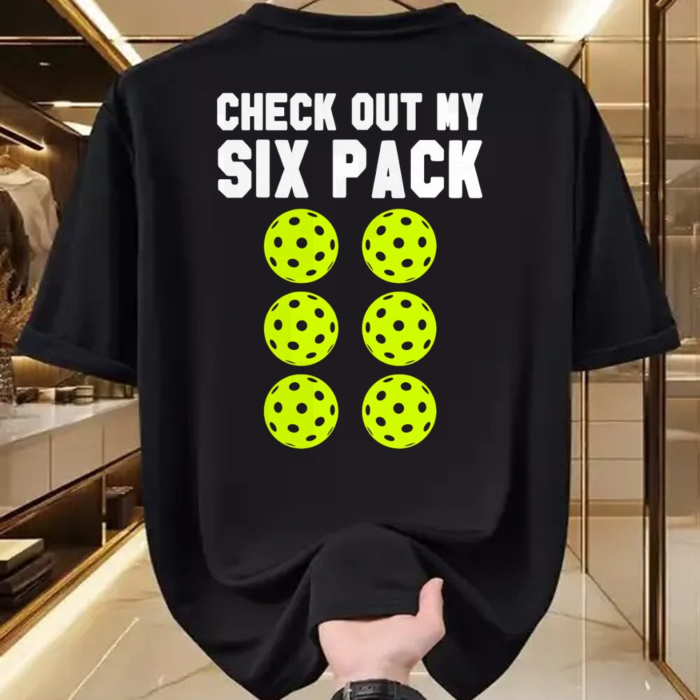 Funny Pickleball Shirt, Pickleball Lover Unisex T-Shirt/Hoodie/Sweatshirt HLT00 - Check Out My Six Pack Pickleball T-Shirt