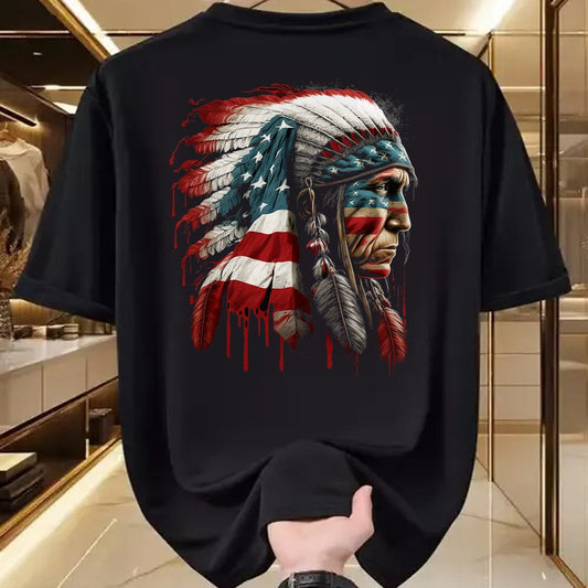 Native American T-Shirts, Vintage Native American Unisex T-Shirt/Hoodie/Sweatshirt HLT00 - Native American Indian Chief American USA Flag