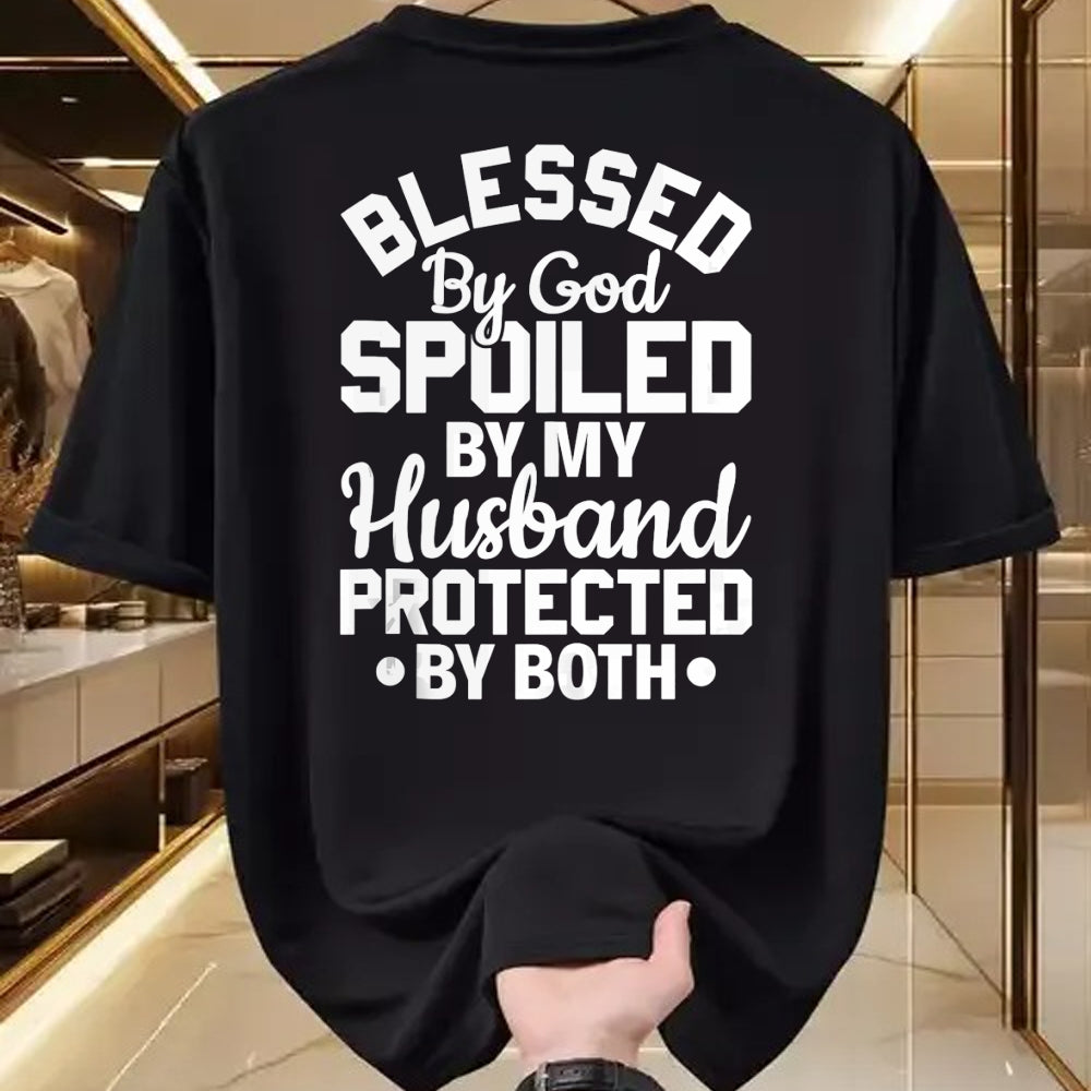 Best Wife Shirt, Wife and Husband Unisex T-Shirt/Hoodie/Sweatshirt HLT00 - Gift for wife T shirt, spoiled wife   Christian Wife Jesus Blessed By God Spoiled By My Husband Tank (1)