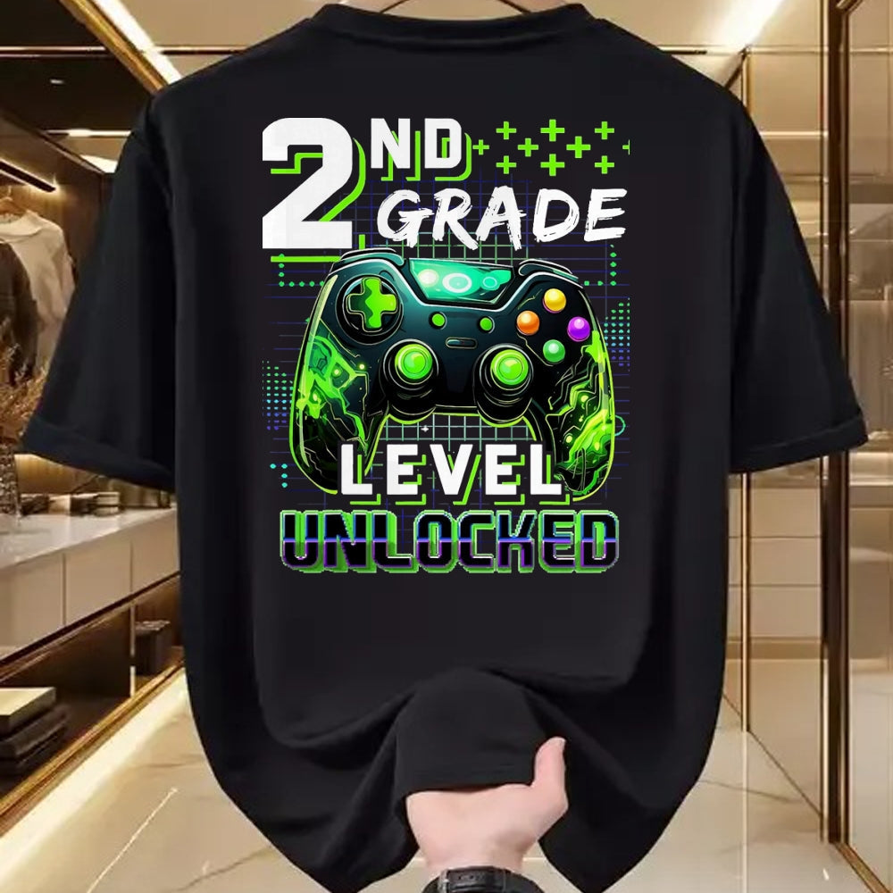 Best Student Shirt, Funny Back To School UnisexT-Shirt/Hoodie/Sweatshirt HLT00 - Back to School 2nd Grade Boys Gamer First Day School Level T-Shirt, Men, Black, 3X-Large