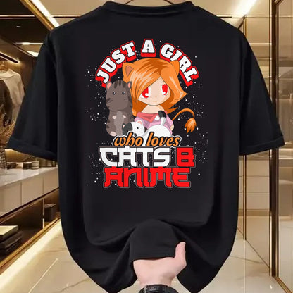 Cat Love Shirt, Funny Cat Lover Gift UnisexT-Shirt/Hoodie/Sweatshirt HLT00 - Pet Owner Gift Cute Cat Just A Girl Who Loves Cats And Anime T-Shirt