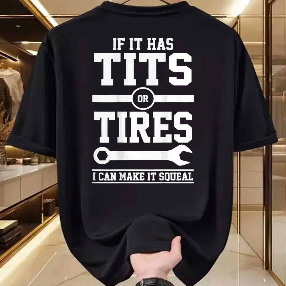 Best Mechanic Life Shirt, Funny Mechanic UnisexT-Shirt/Hoodie/Sweatshirt HLT00 - If It Has Tits Or Tires I Can Make It Squeal Mechanic (Back) T-Shirt