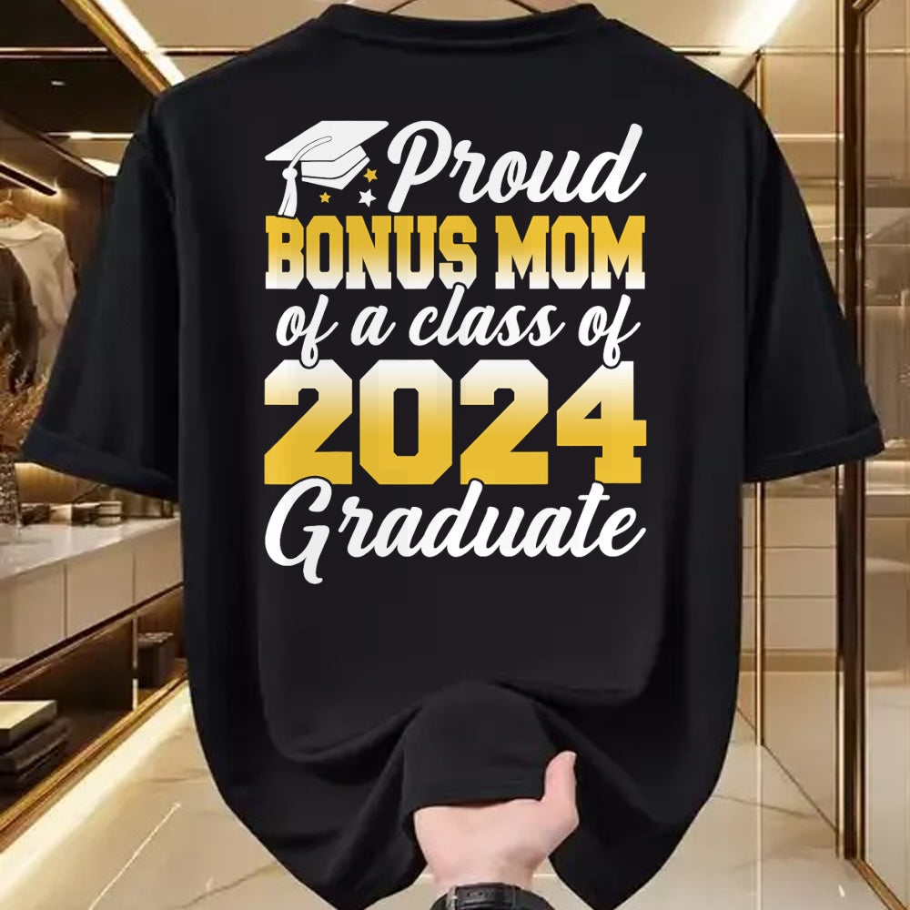 Gift for Mom Shirt, Funny Mom Unisex T-Shirt/Hoodie/Sweatshirt HLT00 - Proud Bonus Mom of a Class Of 2024 Graduate Senior Family T-Shirt