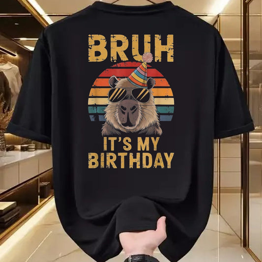 Cute Capybara Shirt, Funny Capybara Unisex T-Shirt/Hoodie/Sweatshirt HLT00 - Funny Capybara Birthday Boys Adult Kids Bruh Its My Birthday T-Shirt, Youth, Black, Large