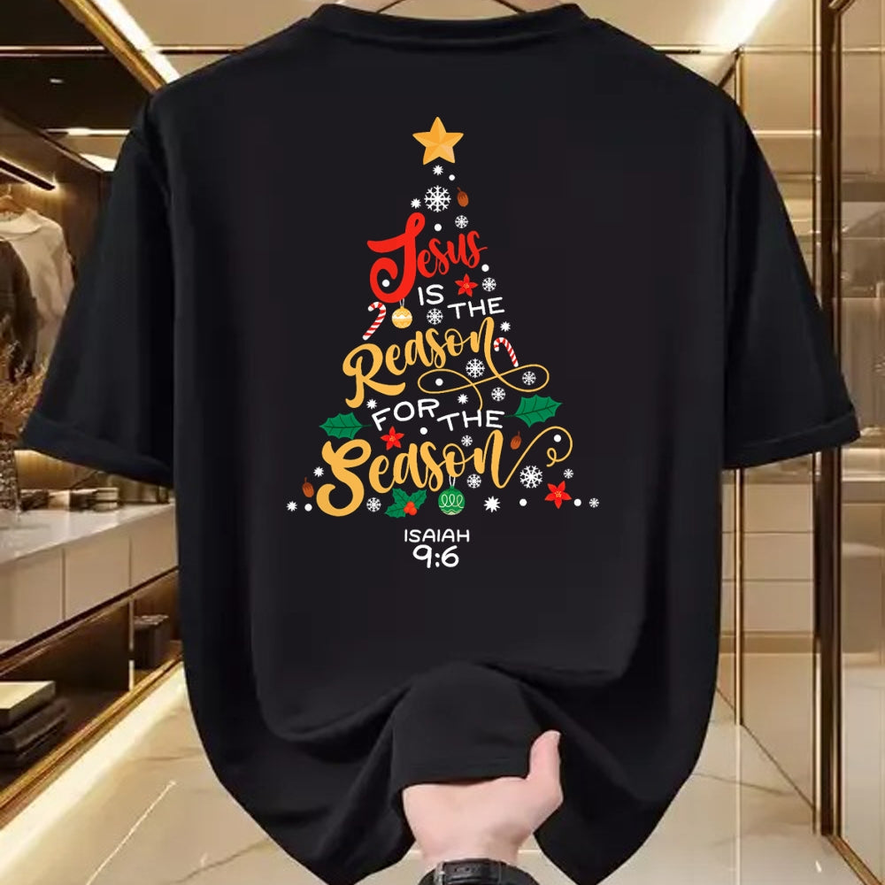 Christian Tee, Christian Faith Unisex T-Shirt/Hoodie/Sweatshirt HLT00 - Jesus Is The Reason For The Season Christian Christmas Tree T-Shirt