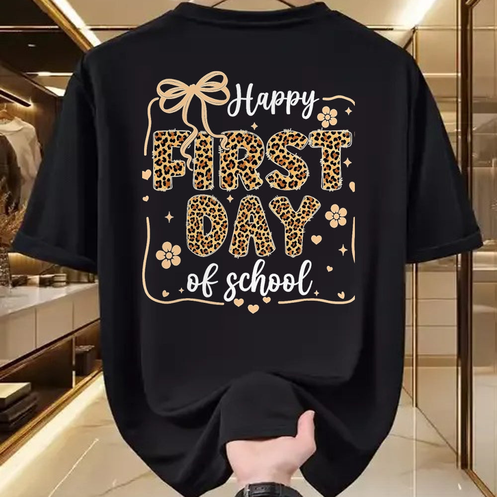 Best Student Shirt, Funny Back To School UnisexT-Shirt/Hoodie/Sweatshirt HLT00 - Cute Leopard Happy First Day of School for Teacher Girls Kid T-Shirt, Men, Black, 3X-Large
