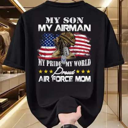 Gift for Mom Shirt, Funny Mom Unisex T-Shirt/Hoodie/Sweatshirt HLT00 - Proud Air Force Mom Air Force Graduation Military Mom Gift T-Shirt