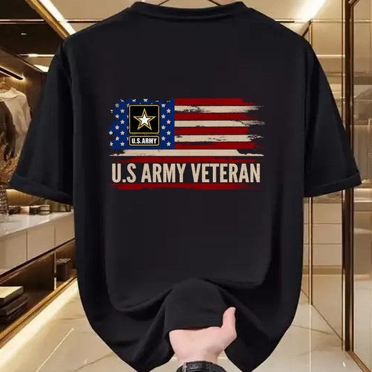 Proud Veteran Shirt, Funny Veteran UnisexT-Shirt/Hoodie/Sweatshirt HLT00 - Vintage U.S Army Veteran with American Flag Veteran Gift Long Sleeve T-Shirt