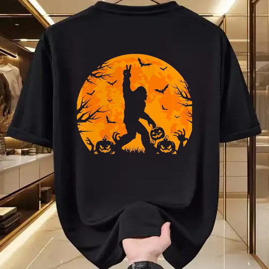 Best Thanksgiving Family Shirt , Funny Thanksgiving UnisexT-Shirt/Hoodie/Sweatshirt HLT00 - Spooky Halloween Bigfoot Pumpkin Funny Halloween Sasquatch T-Shirt, Men, Black, XX-Large