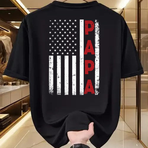 Gift for Dad Shirt, Funny Dad Unisex T-Shirt/Hoodie/Sweatshirt HLT00 – Proud Papa USA Flag Fathers Day Tee Gifts From Grandchildren Long Sleeve T-Shirt