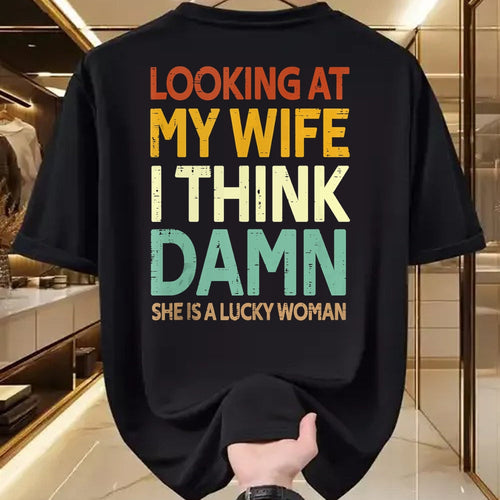 Best Wife Shirt, Wife and Husband Unisex T-Shirt/Hoodie/Sweatshirt HLT00 - Gift for wife T shirt, lucky wife   My Wife Is A Lucky Woman Husband Wife Themed Present Tank Top (1)
