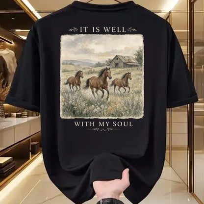 Best Horse Lover Shirt , Funny Horse UnisexT-Shirt/Hoodie/Sweatshirt HLT00 - It is Well with My Soul Horse Watercolor Christian Long Sleeve T-Shirt