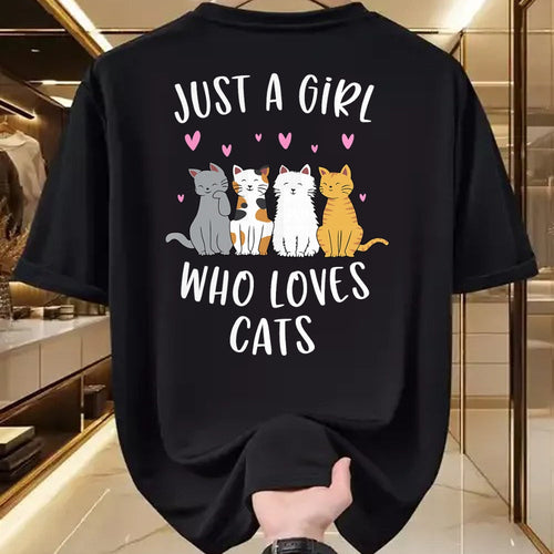 Cat Love Shirt, Funny Cat Lover Gift UnisexT-Shirt/Hoodie/Sweatshirt HLT00 - Just A Girl Who Loves Cats Cute Cat Lover T-Shirt Small