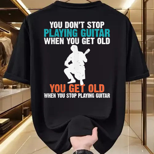 Guitar Lover Shirt, Funny Guitar UnisexT-Shirt/Hoodie/Sweatshirt HLT00 - You Dont Stop Playing Guitar When You get Old Guitar Player T-Shirt, Men, Black, 3X-Large