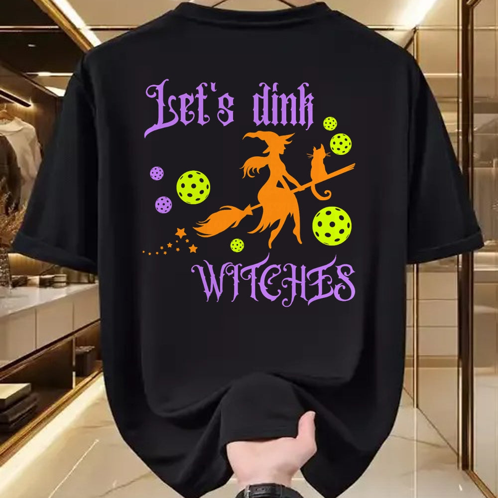 Funny Pickleball Shirt, Pickleball Lover Unisex T-Shirt/Hoodie/Sweatshirt HLT00 - Halloween Pickleball Let's Dink Witches T-Shirt