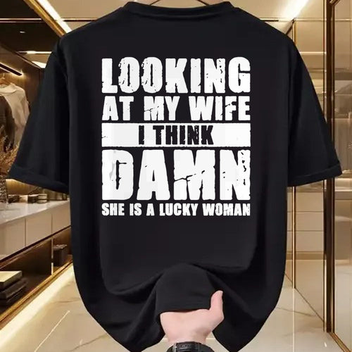 Best Wife Shirt, Wife and Husband Unisex T-Shirt/Hoodie/Sweatshirt HLT00 - Gift for wife T shirt, lucky wife   She is a Lucky Woman - Anniversary Gift - Wife & Husband Tank To