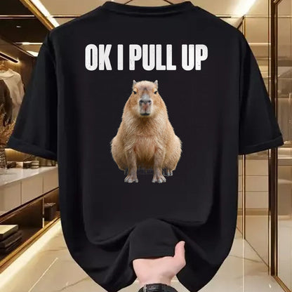 Cute Capybara Shirt, Funny Capybara Unisex T-Shirt/Hoodie/Sweatshirt HLT00 - OK I Pull Up Capybara Meme Funny Chill Capy Lover Tee T-Shirt