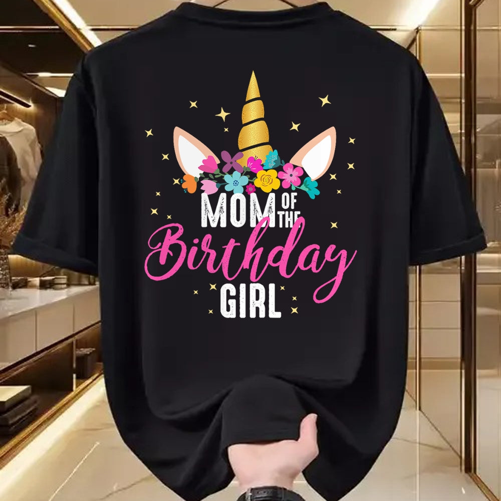 Gift for Mom Shirt, Funny Mom Unisex T-Shirt/Hoodie/Sweatshirt HLT00 - Mom Of The Birthday Girl Mother Gifts Unicorn Birthday T-Shirt