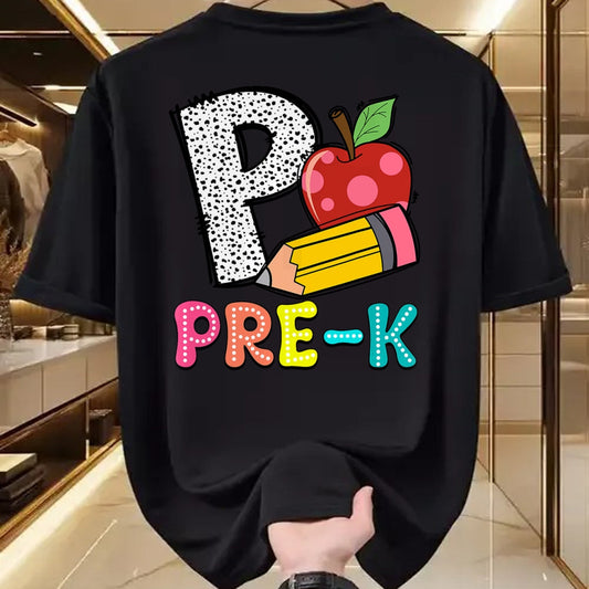 Best Student Shirt, Funny Back To School UnisexT-Shirt/Hoodie/Sweatshirt HLT00 - P is for Pre-K Teacher Pencil Apple Back to School T-Shirt