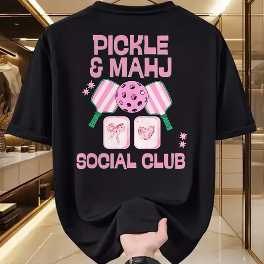 Funny Pickleball Shirt, Pickleball Lover Unisex T-Shirt/Hoodie/Sweatshirt HLT00 - Pickle and Mahj Mahjong and Pickleball Social Club mah Jong T-Shirt