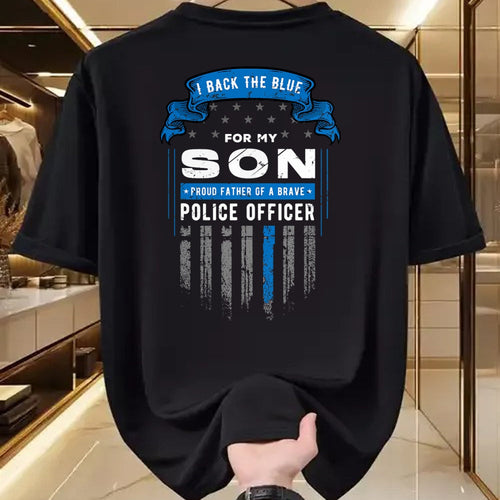 Gift for Dad Shirt, Funny Dad Unisex T-Shirt/Hoodie/Sweatshirt HLT00 – Police Officer I Back the Blue for my Son Proud Father T-Shirt