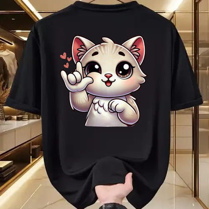 Cat Love Shirt, Funny Cat Lover Gift UnisexT-Shirt/Hoodie/Sweatshirt HLT00 - Kitten Cute Cat Making Love You Hand Sign Language ASL T-Shirt