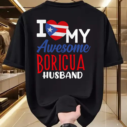 Best Wife Shirt, Wife and Husband Unisex T-Shirt/Hoodie/Sweatshirt HLT00 - Boriqua Puerto Rican Wife I Love My Awesome Boricua Husband T-Shirt