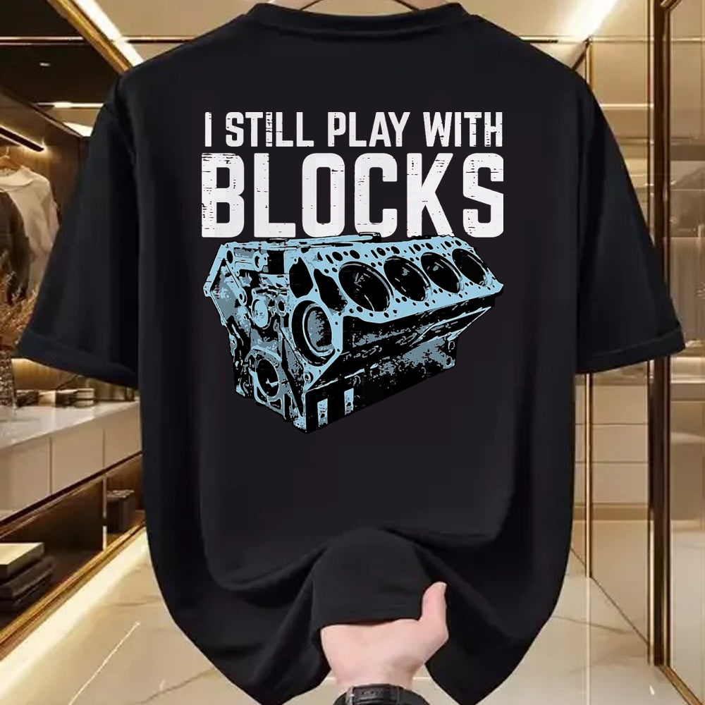 Best Mechanic Life Shirt, Funny Mechanic UnisexT-Shirt/Hoodie/Sweatshirt HLT00 - Mechanic I Still Play with Blocks Funny Car Engine Men Women T-Shirt, Men, Black, 3X-Large