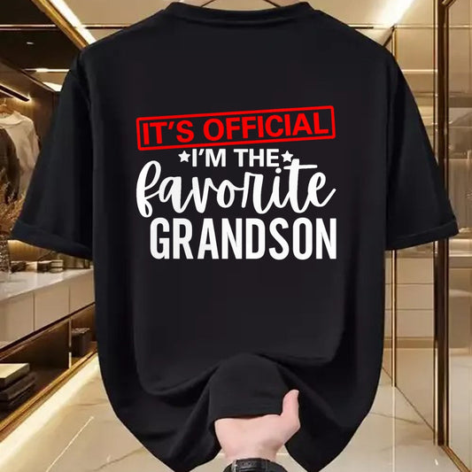 Best Grandpa Shirt, Proud Grandpa Unisex T-Shirt/Hoodie/Sweatshirt HLT00 - It's Official I'm The Favorite Grandson Kids Gifts Grandpa T-Shirt