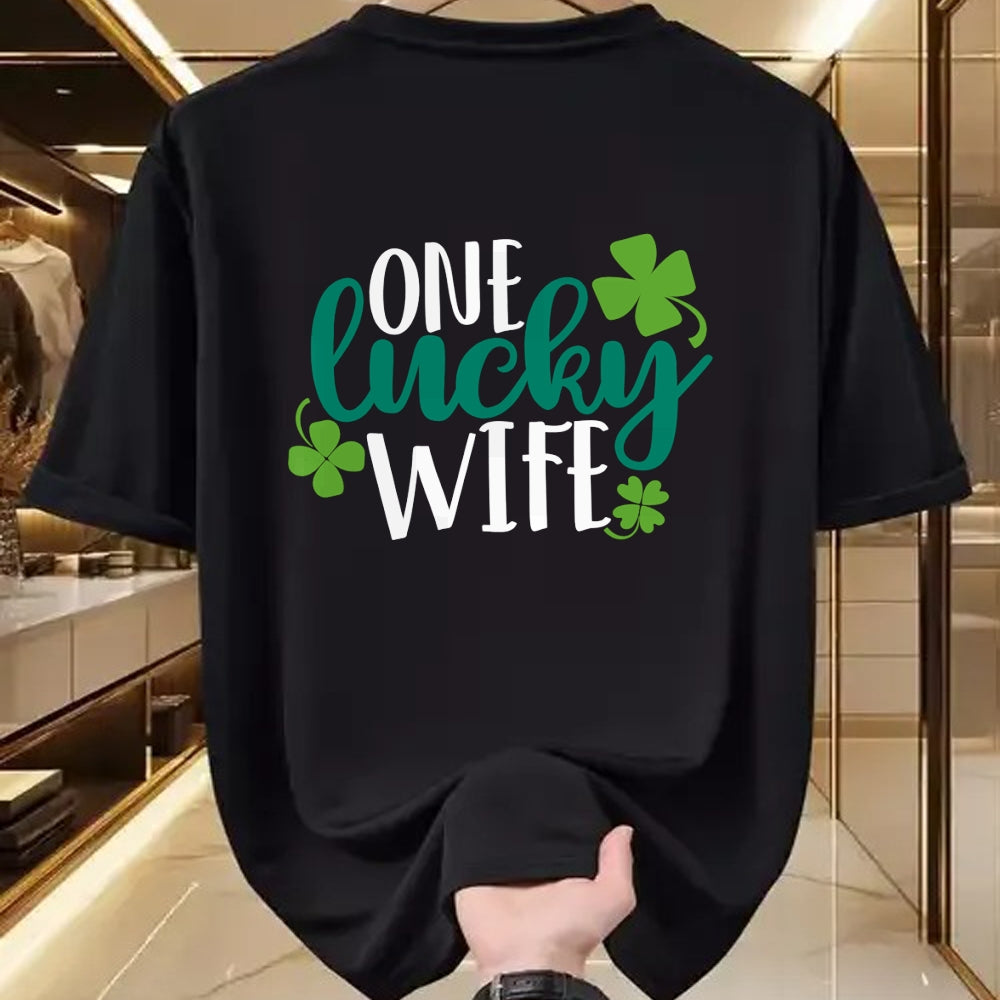 Best Wife Shirt, Wife and Husband Unisex T-Shirt/Hoodie/Sweatshirt HLT00 - Gift for wife T shirt, lucky wife   One Lucky Wife Irish St Patricks Day Womens Girls Funny Gift Swe (1)