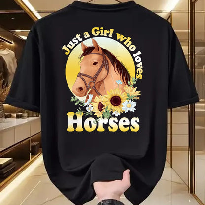 Best Horse Lover Shirt , Funny Horse UnisexT-Shirt/Hoodie/Sweatshirt HLT00 - Just A Girl Who Loves Horses - Riding Girls T-Shirt Small