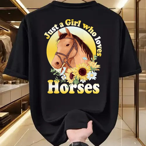 Best Horse Lover Shirt , Funny Horse UnisexT-Shirt/Hoodie/Sweatshirt HLT00 - Just A Girl Who Loves Horses - Riding Girls T-Shirt Small
