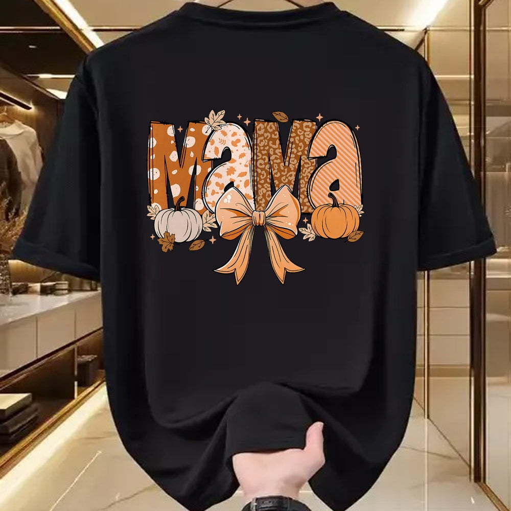 Best Thanksgiving Family Shirt , Funny Thanksgiving UnisexT-Shirt/Hoodie/Sweatshirt HLT00 - Retro Mama Coquette Bows Leopard Mom Fall Thanksgiving Women T-Shirt