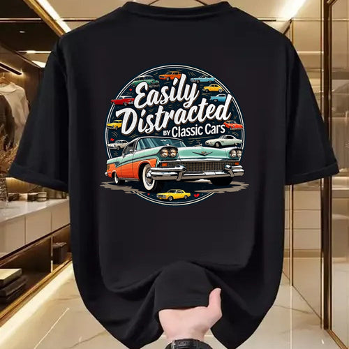 Best Mechanic Life Shirt, Funny Mechanic UnisexT-Shirt/Hoodie/Sweatshirt HLT00 - Easily Distracted By Classic Cars Shirt Vintage Old Car Guy T-Shirt