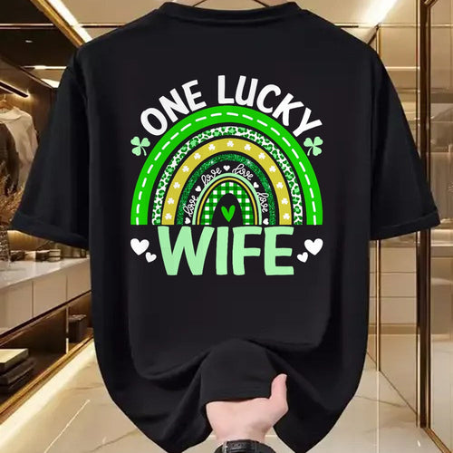 Best Wife Shirt, Wife and Husband Unisex T-Shirt/Hoodie/Sweatshirt HLT00 - Gift for wife T shirt, lucky wife   Womens St Patricks Day Clover One Lucky Wife Rainbow Shamrock Ta