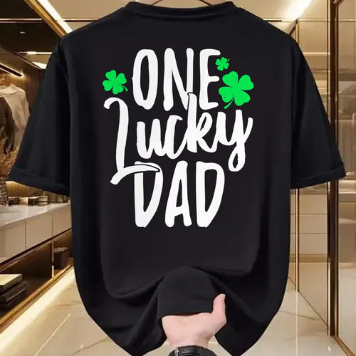 Gift for Dad Shirt, Funny Dad Unisex T-Shirt/Hoodie/Sweatshirt HLT00 – One Lucky Dad St. Patrick_s Day Shamrock Family Pajama T-Shirt