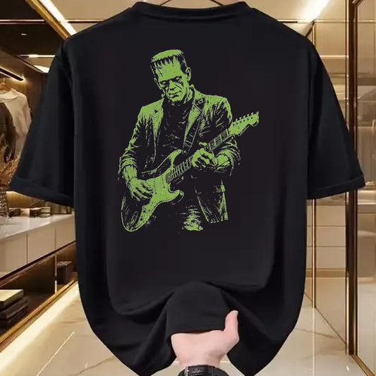 Guitar Lover Shirt, Funny Guitar UnisexT-Shirt/Hoodie/Sweatshirt HLT00 - Frankenstein Playing Guitar T-Shirt, Men, Black, X-Large