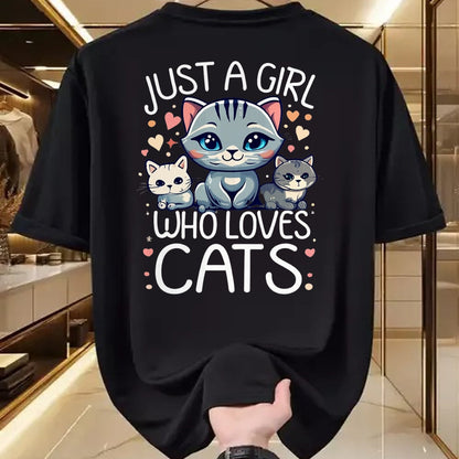 Cat Love Shirt, Funny Cat Lover Gift UnisexT-Shirt/Hoodie/Sweatshirt HLT00 - Just a Girl who Loves Cats Cute Cat Lover T-Shirt (1)