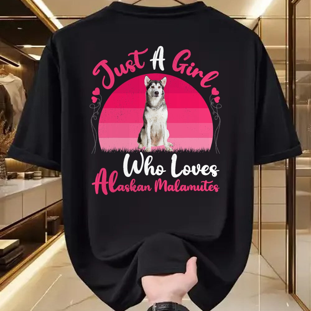 Dog Love Shirt, Dog Lover Gift T-Shirt/Hoodie/Sweatshirt HLT00 - Vintage Dog Lover Just A Girl Who Loves Alaskan Malamutes T-Shirt