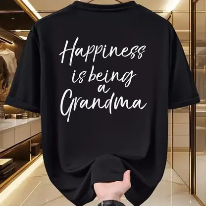 Best Grandma Shirt, Proud Grandma Unisex T-Shirt/Hoodie/Sweatshirt HLT00 - Womens Grandmother Gift from Grandkids Happiness is Being a Grandma V-Neck T-Shirt
