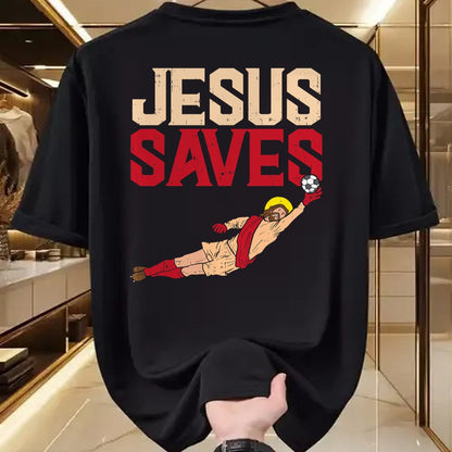 Christian Tee, Christian Faith Unisex T-Shirt/Hoodie/Sweatshirt HLT00 - Jesus Saves Soccer Football Goalie Sport God Christian Gift T-Shirt