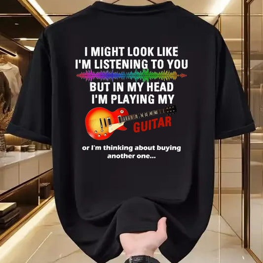 Guitar Lover Shirt, Funny Guitar UnisexT-Shirt/Hoodie/Sweatshirt HLT00 - I Might Look Like I_m Listening to You But in My Head Guitar T-Shirt