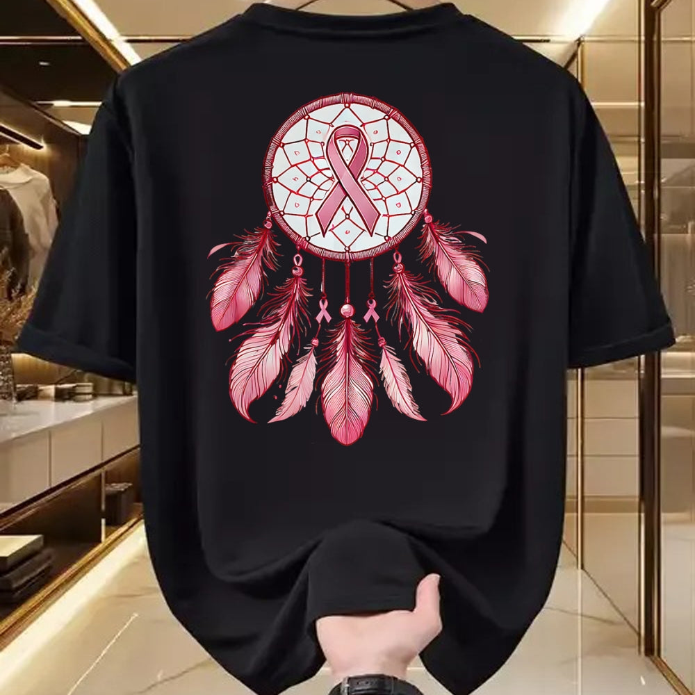 Native American T-Shirts, Vintage Native American Unisex T-Shirt/Hoodie/Sweatshirt HLT00 - Pink Ribbon Native Indian DreamCatcher Art Breast Cancer