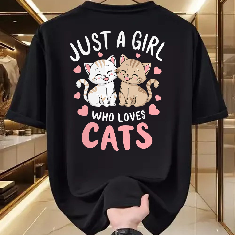 Cat Love Shirt, Funny Cat Lover Gift UnisexT-Shirt/Hoodie/Sweatshirt HLT00 - Cat Lover Just A Girl Who Loves Cats T-Shirt (1)